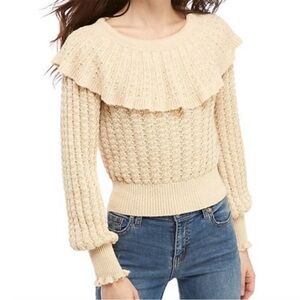 Free People Cream Cable Knit Sweater